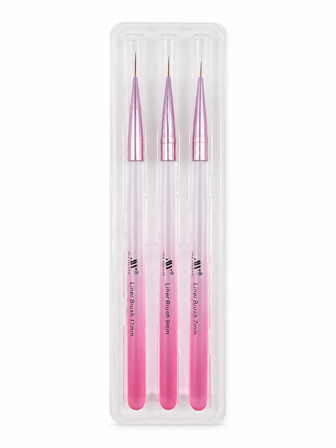 Pink Ombré Nail Art Liner Brush Set – 3 Pieces