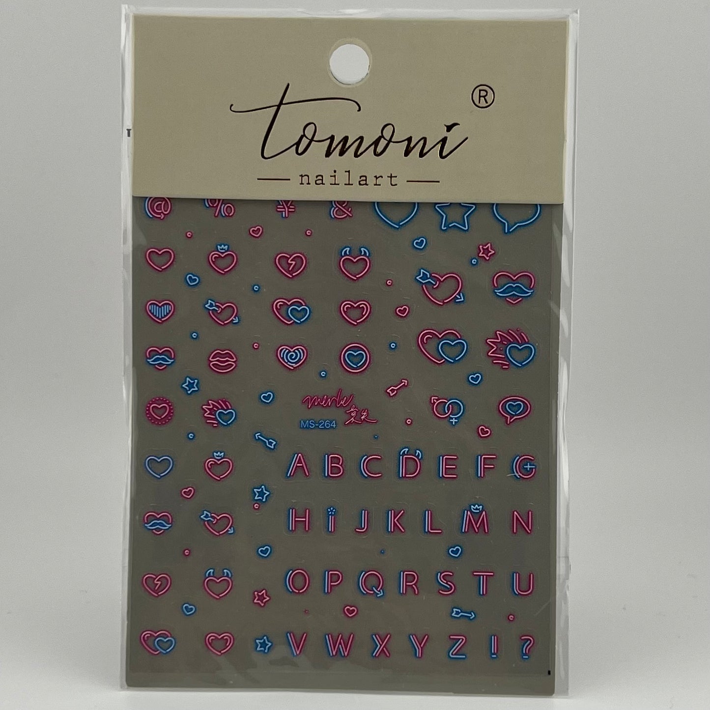 "Neon Light" Heart & Letter Nail Sticker