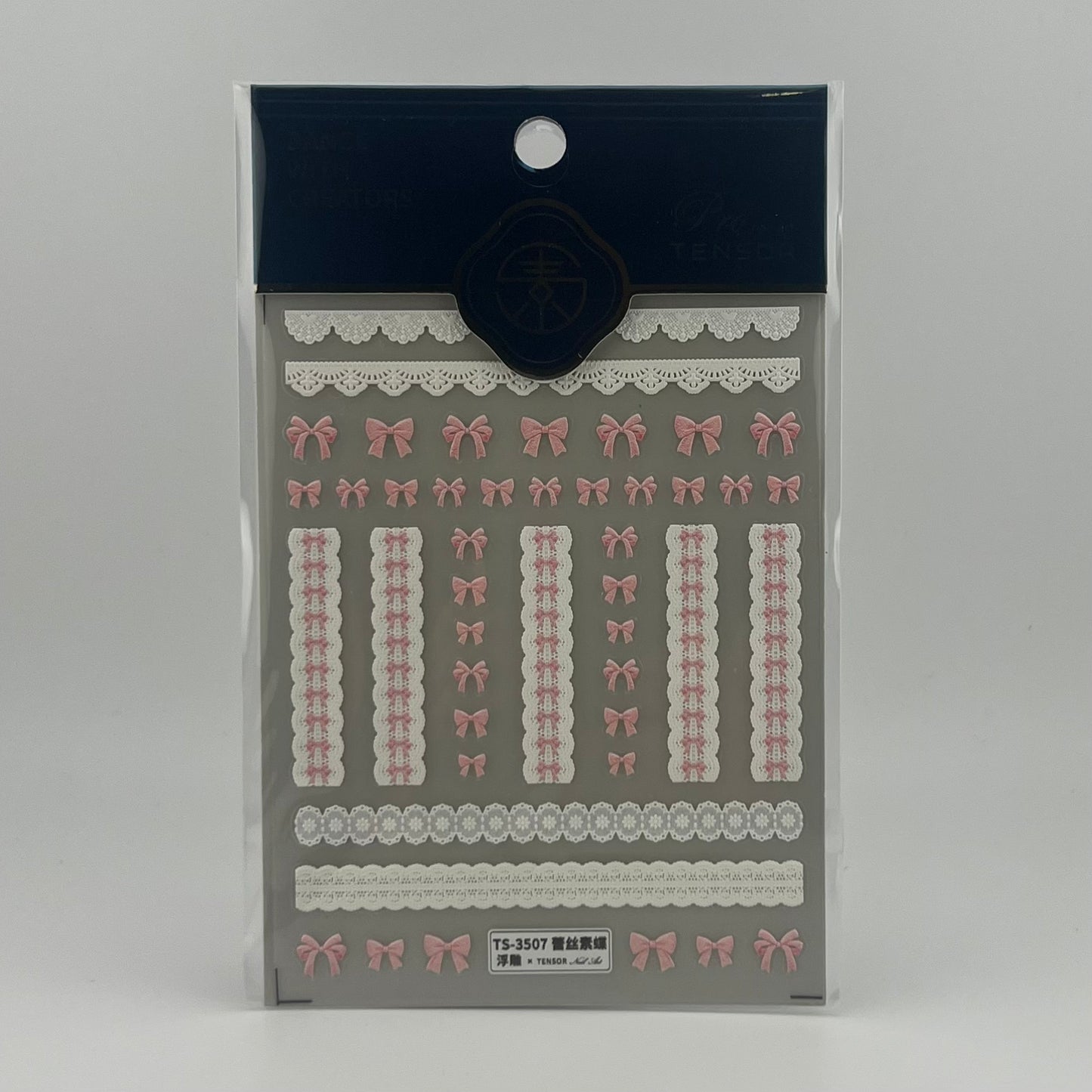 Pink Bow and White Lace Nail Sticker