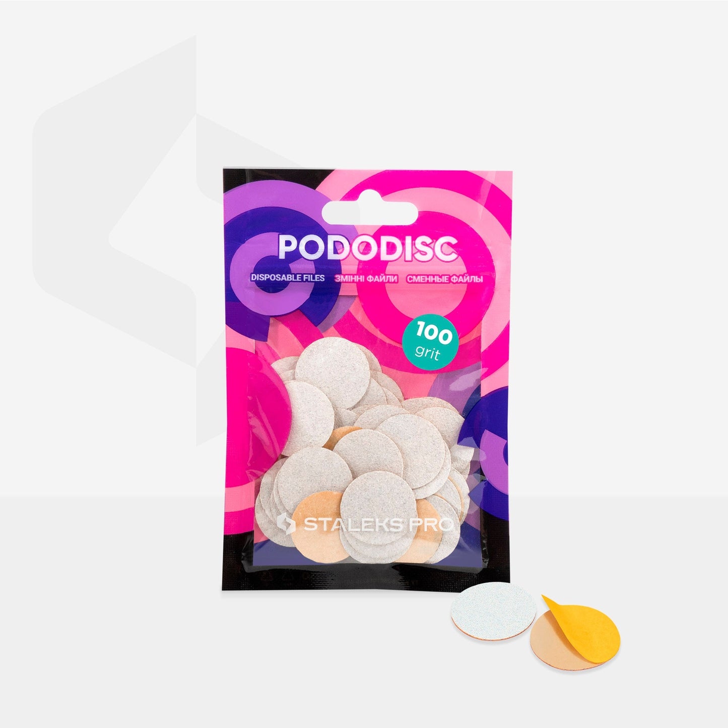 Disposable THIN White Files for pedicure disc PODODISC M 100 Grit (50 pcs)
