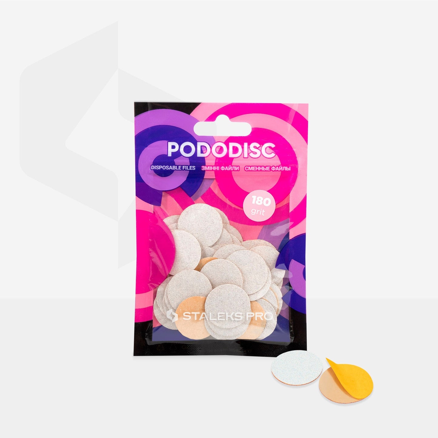 Disposable THIN White Files for pedicure disc PODODISC M 180 Grit (50 pcs)