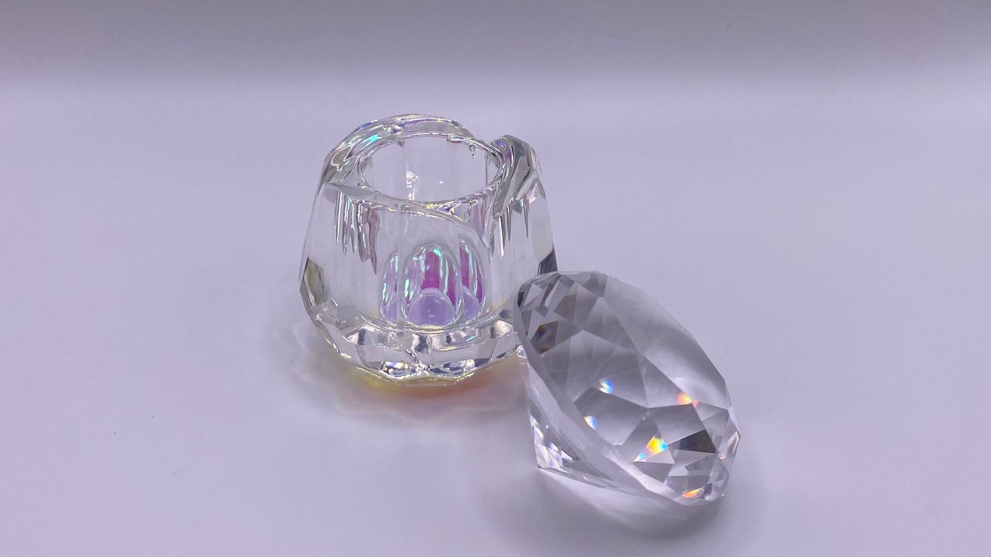 Flower Petal Dappen Dish with Diamond Lid