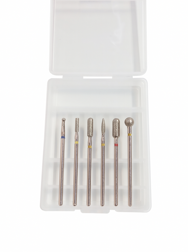 Diamond Cuticle & Prep Bit Set – 6pcs (Fine/Medium Grit)