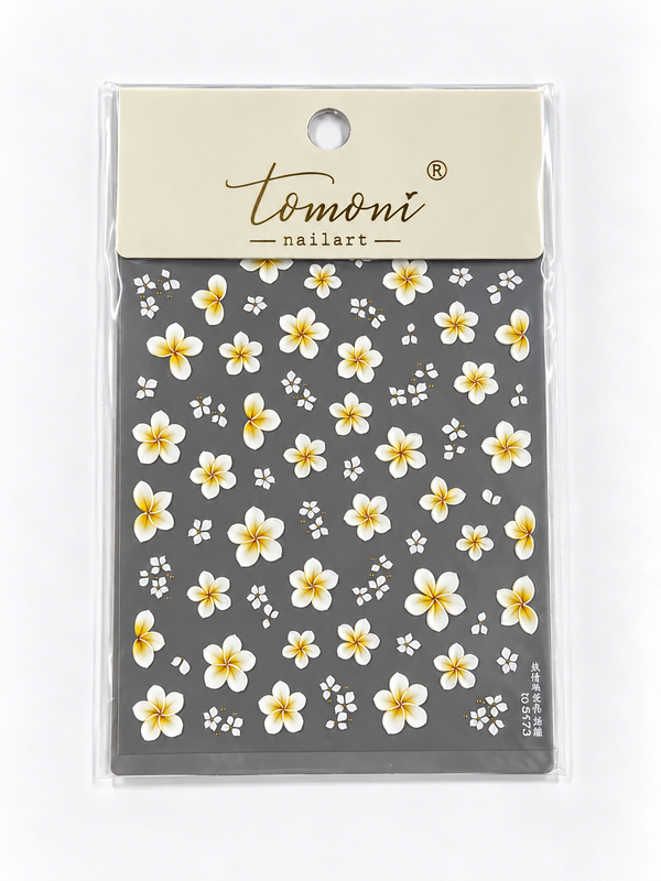 White Plumeria Nail Art Stickers