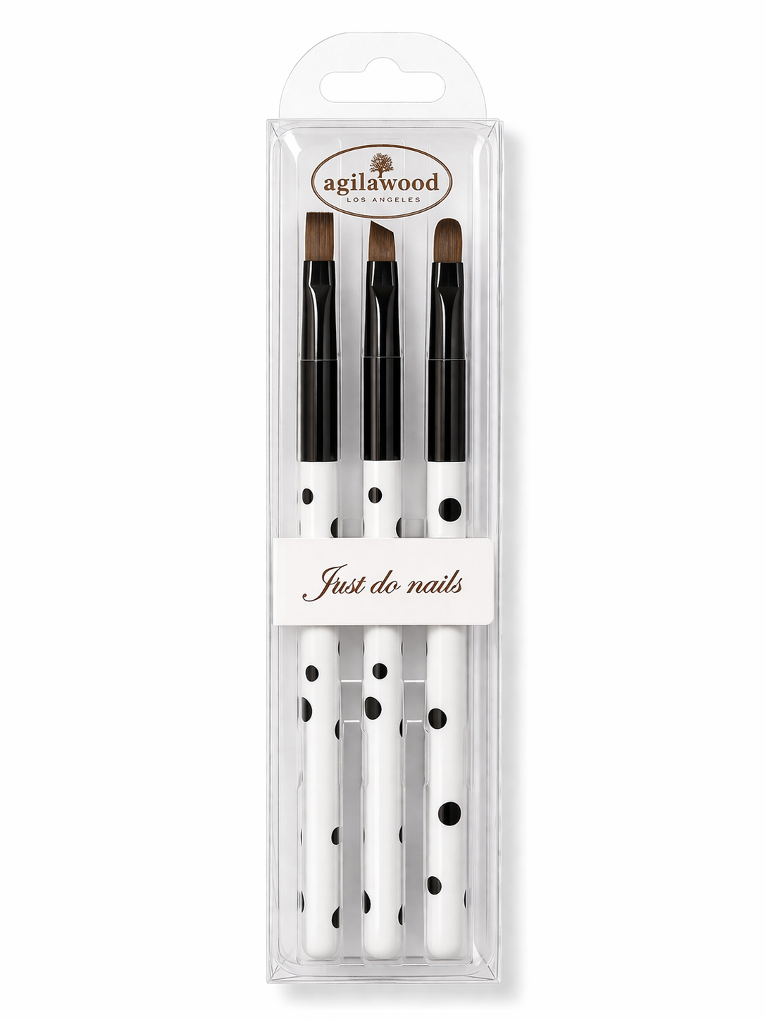 Black polka dot gel brush set -3pc