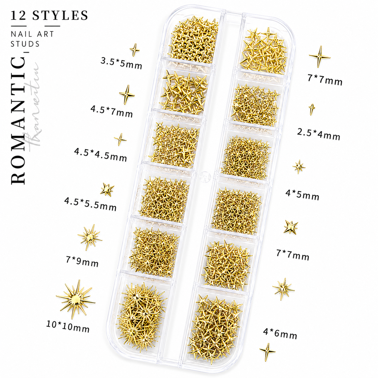 Celestial Silver Nail Art Stud Mix – 12 Style Set