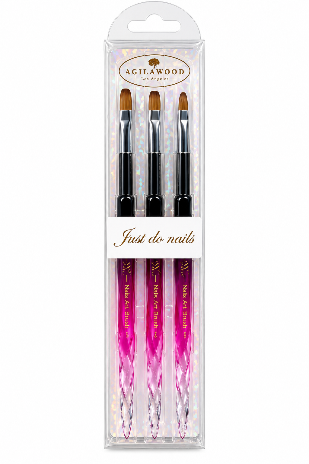Black & Pink Ombre Round Gel Brush Set