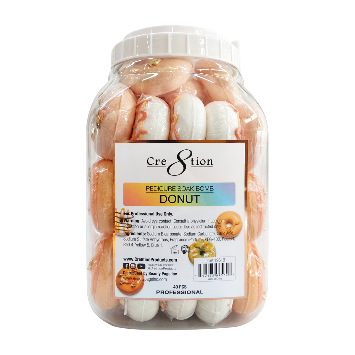 Cre8tion Pedicure Soak Bomb Donut 60g jar