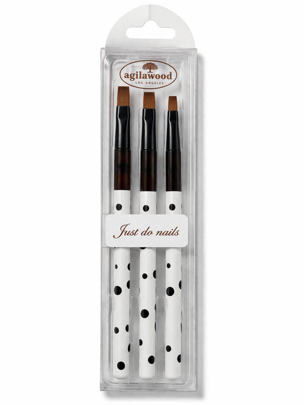Black Polka Dot Flat Brush Set -3p
