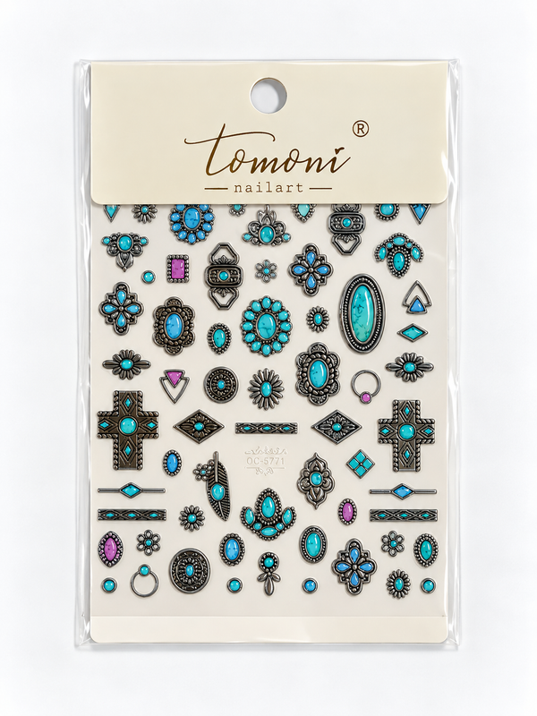 Turquoise Western Nail Art Stickers