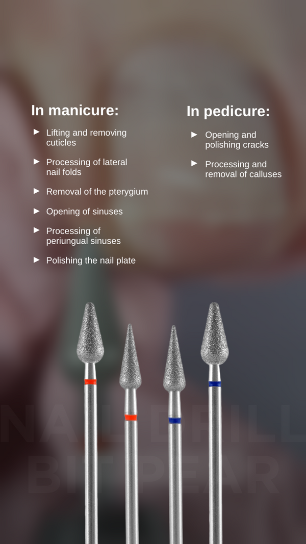 Diamond Nail Drill Bit "pear" red, 4 mm
