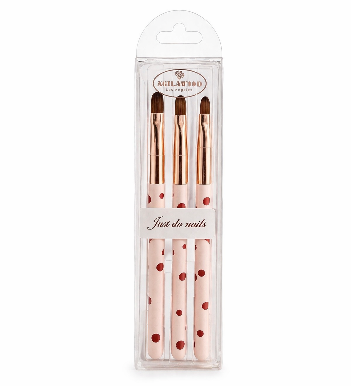 Red Polkadot Round Gel Brush Set - 3pc