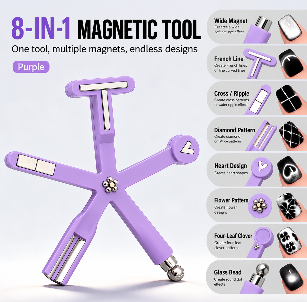 8-in-1 Multi-Design Cat Eye Gel Magnet Tool