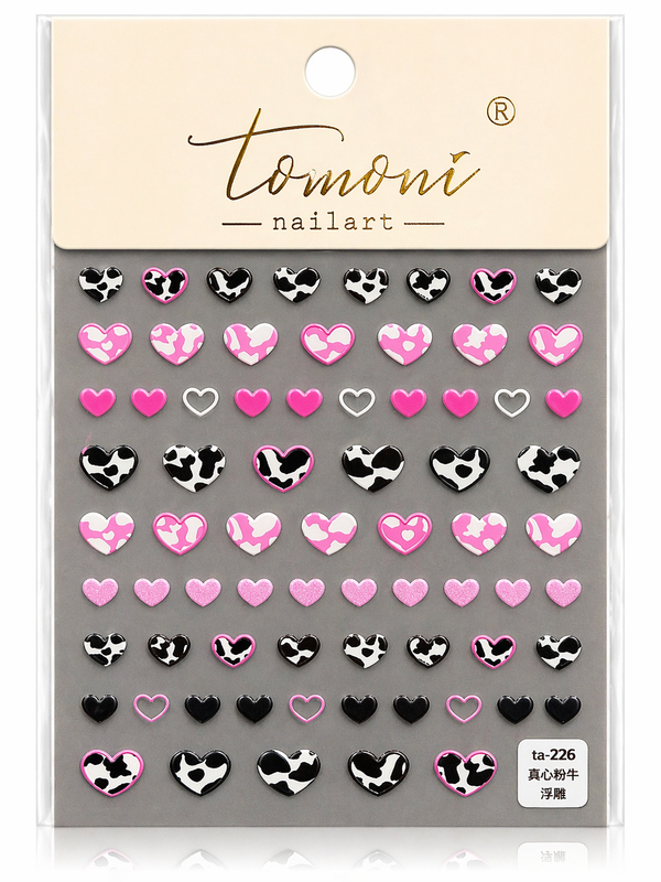 Pink Cow Print Hearts Sticker