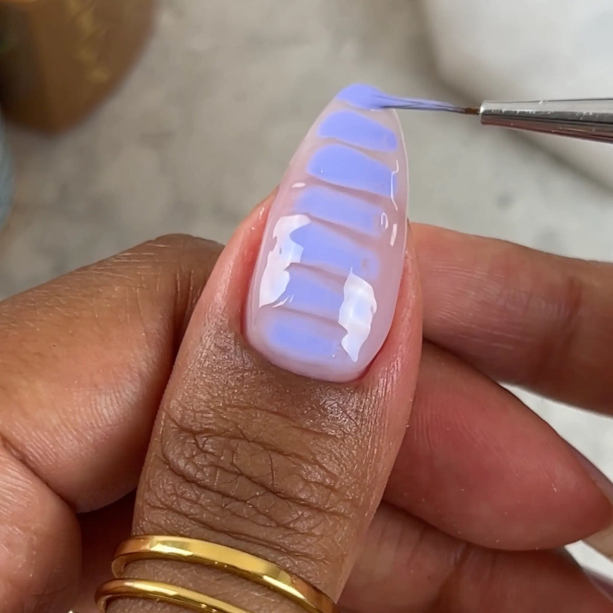 Nail art created with DND Liner Brush #11