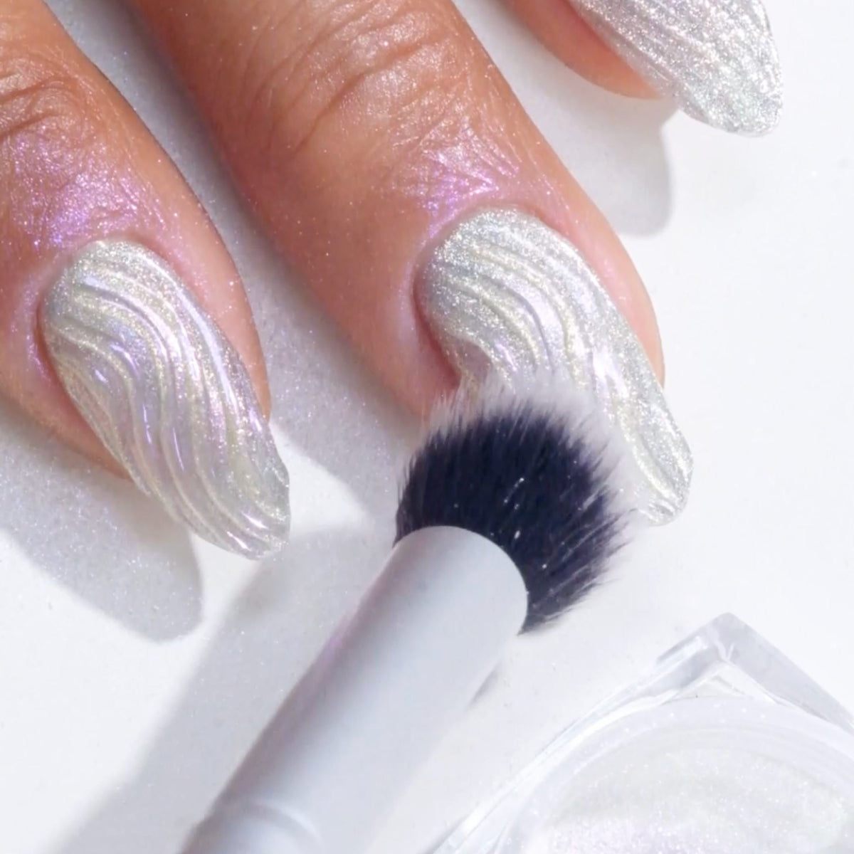 Ombré nail art created with DND Ombré & Foil Brush