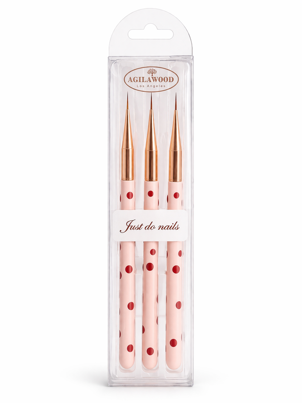 Red Polkadot Liner Brush Set - 3pc