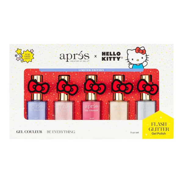 Hello Kitty Best Friends Flash Glitter Gel Couleur W/ Red Bow Cap Accessory (Set Of 5)