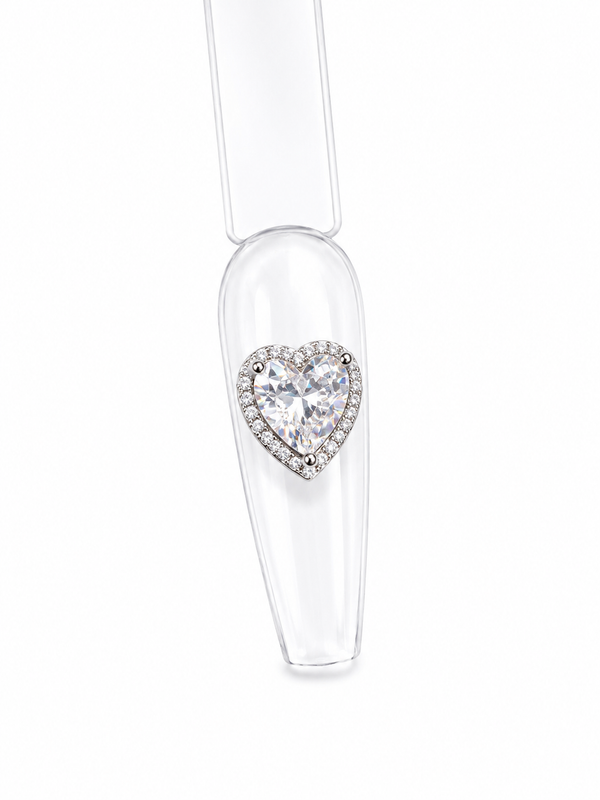 Clear Big Heart Nail Charm