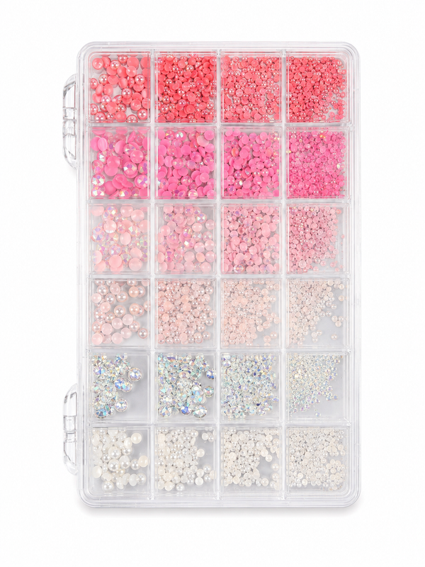 Pink Pearl & AB Rhinestone Nail Art Set