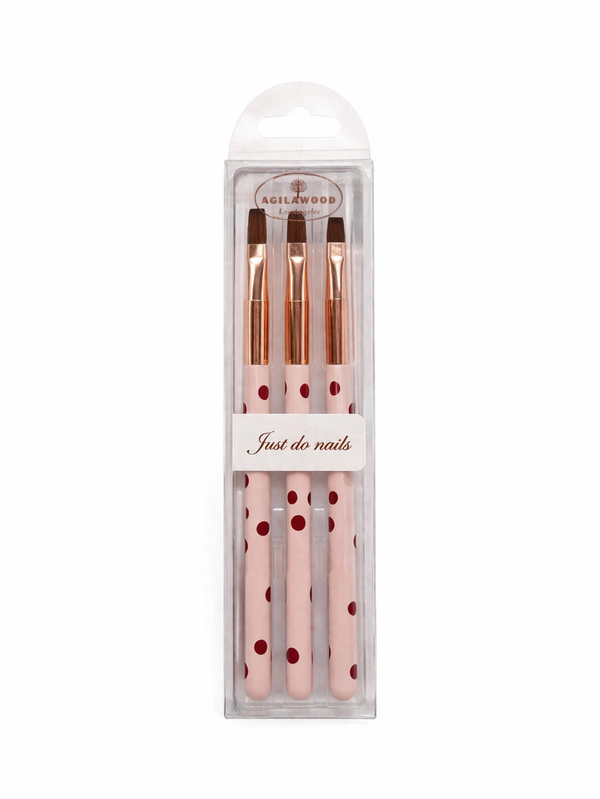 Red Polkadot Gel Square Gel Brush Set - 3pc