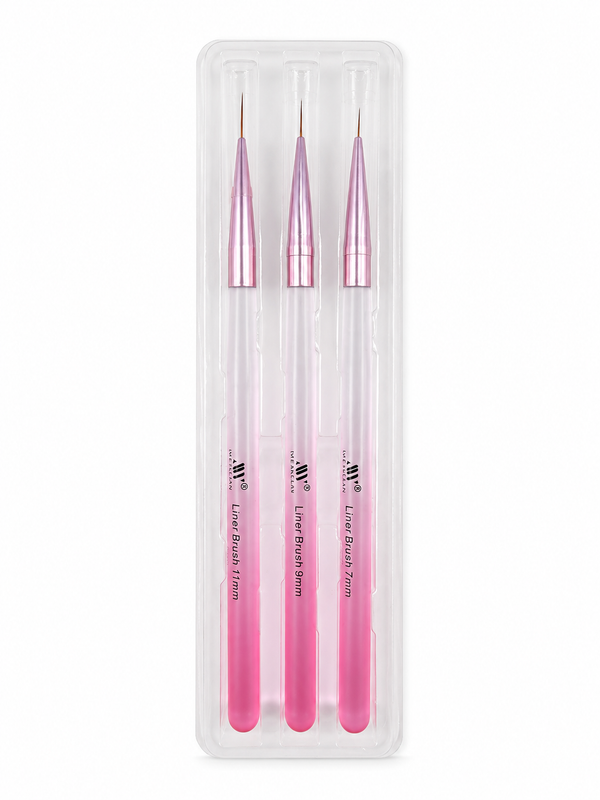Pink Ombré Nail Art Liner Brush Set – 3 Pieces