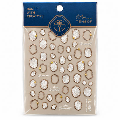 Gold Lace Ornament Nail Art Stickers – TL-494