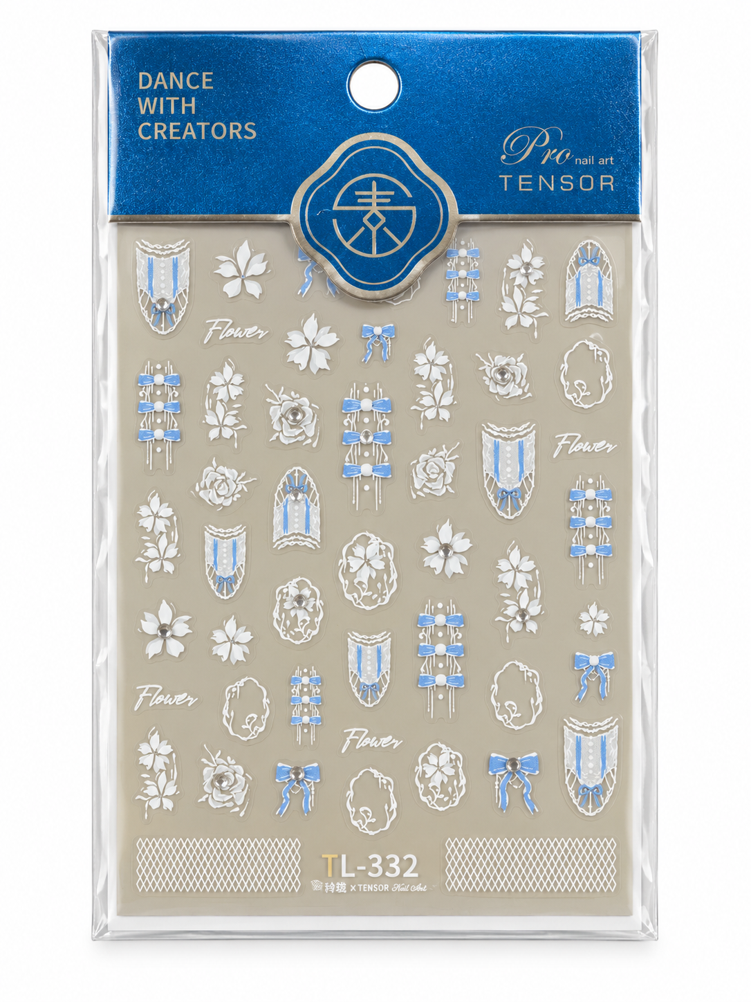 Blue Bow & Floral Lace Nail Art Stickers – TL-332