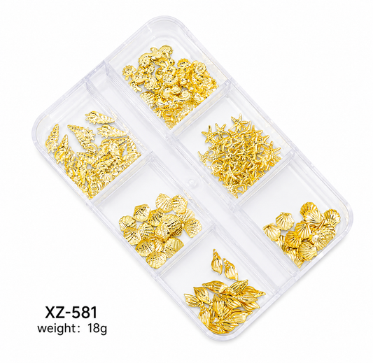 Golden Seashell Nail Charm Set