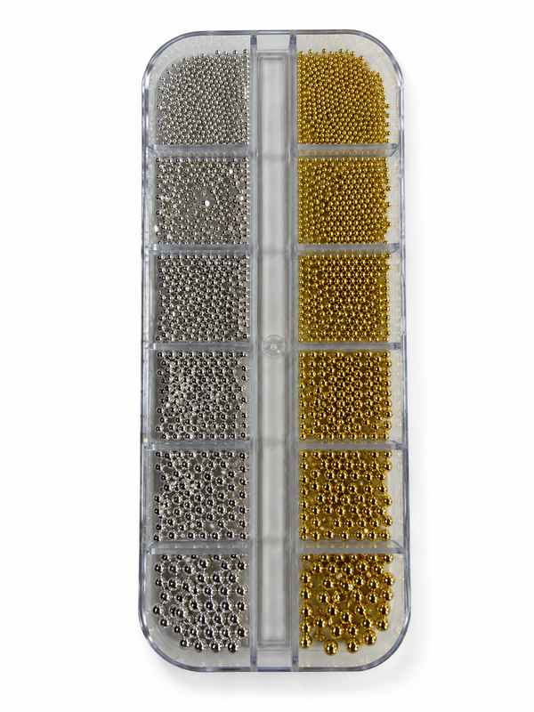 Gold & Silver Metal Bead Nail Art Set