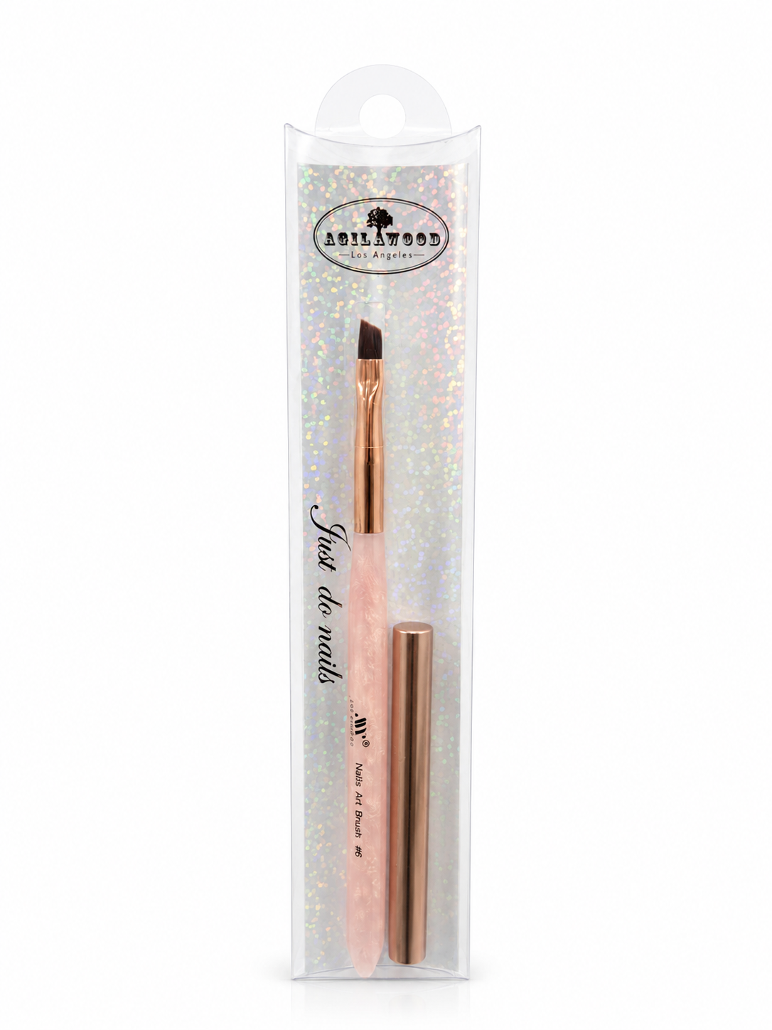 Rose Pearl Angled Nail Art Brush - #6