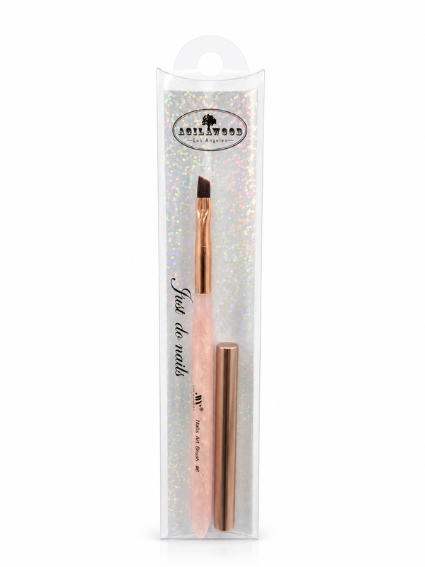 Rose Pearl Angled Nail Art Brush - #6