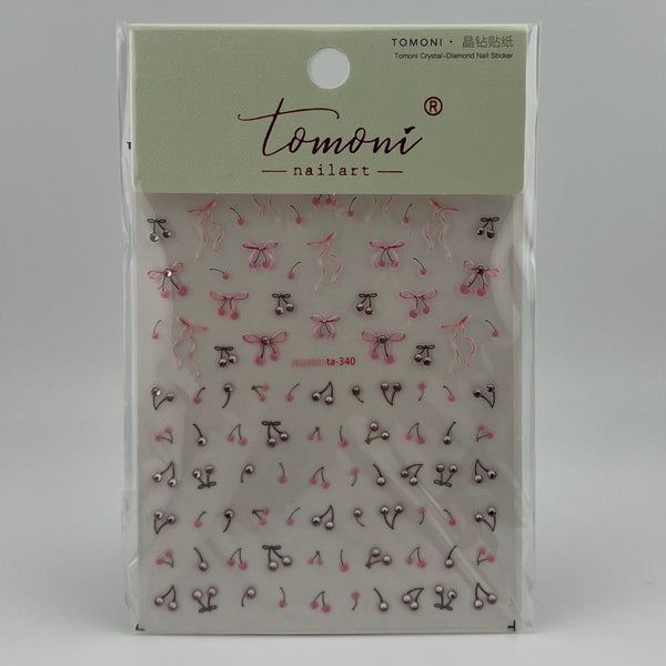 3D Bows & Cherries Nail Sticker
