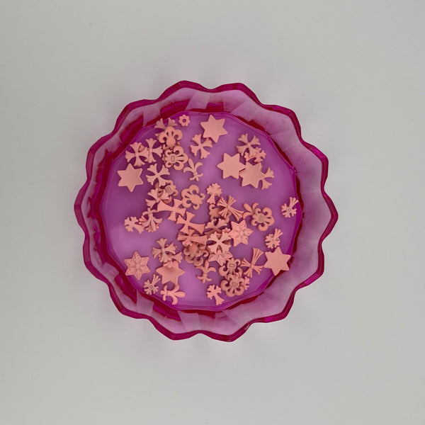 Pink Chrome Heart Charms- 50pcs