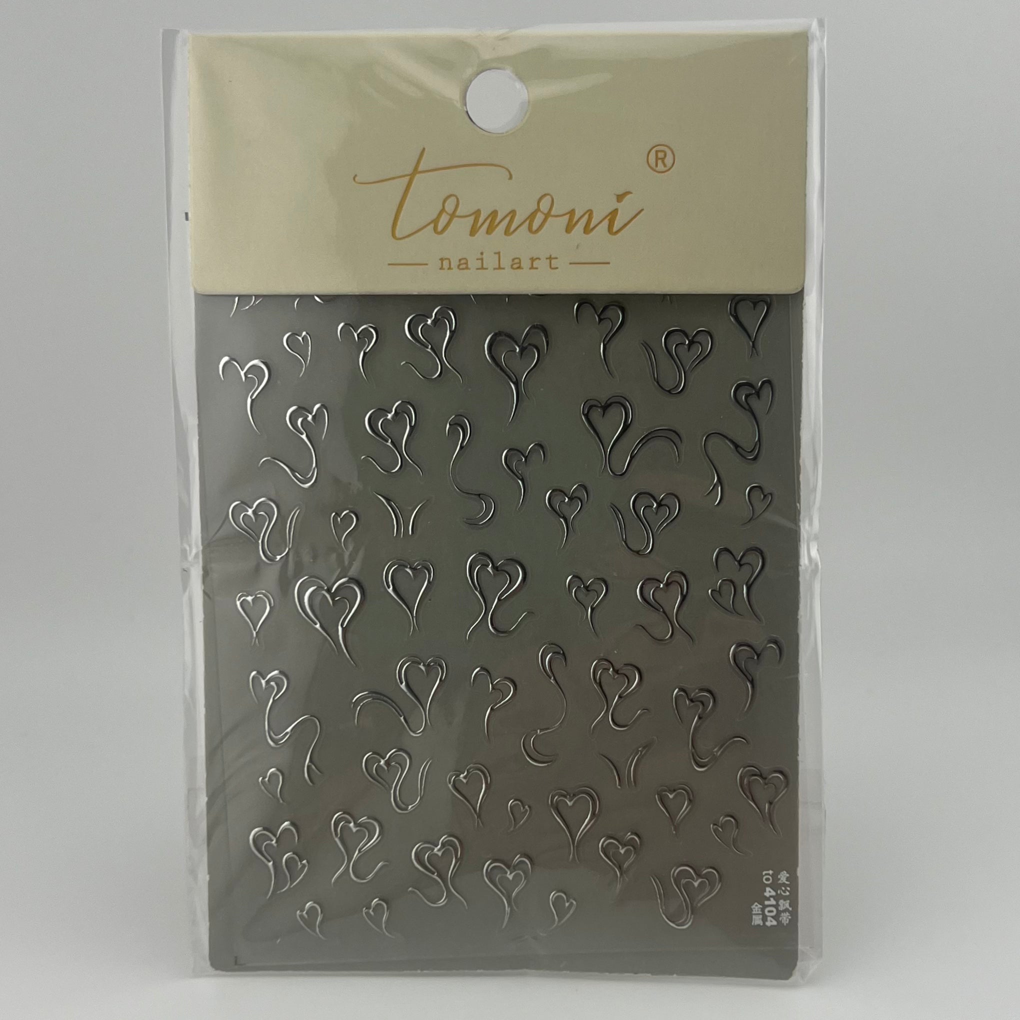Silver Metallic Heart Nail Stickers