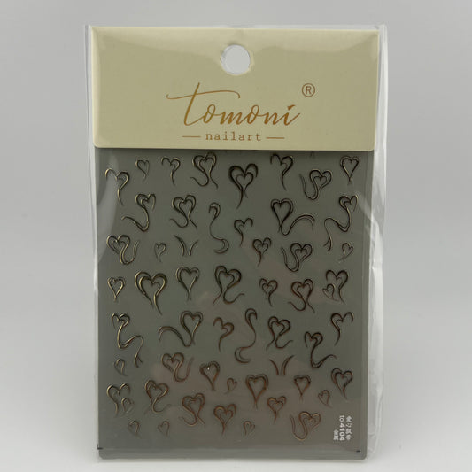 Metallic Gold Heart Nail Sticker