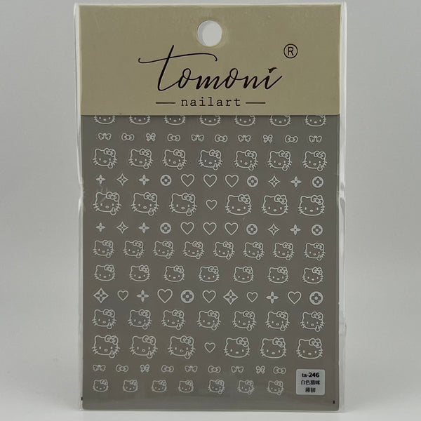 White Cat Nail Sticker