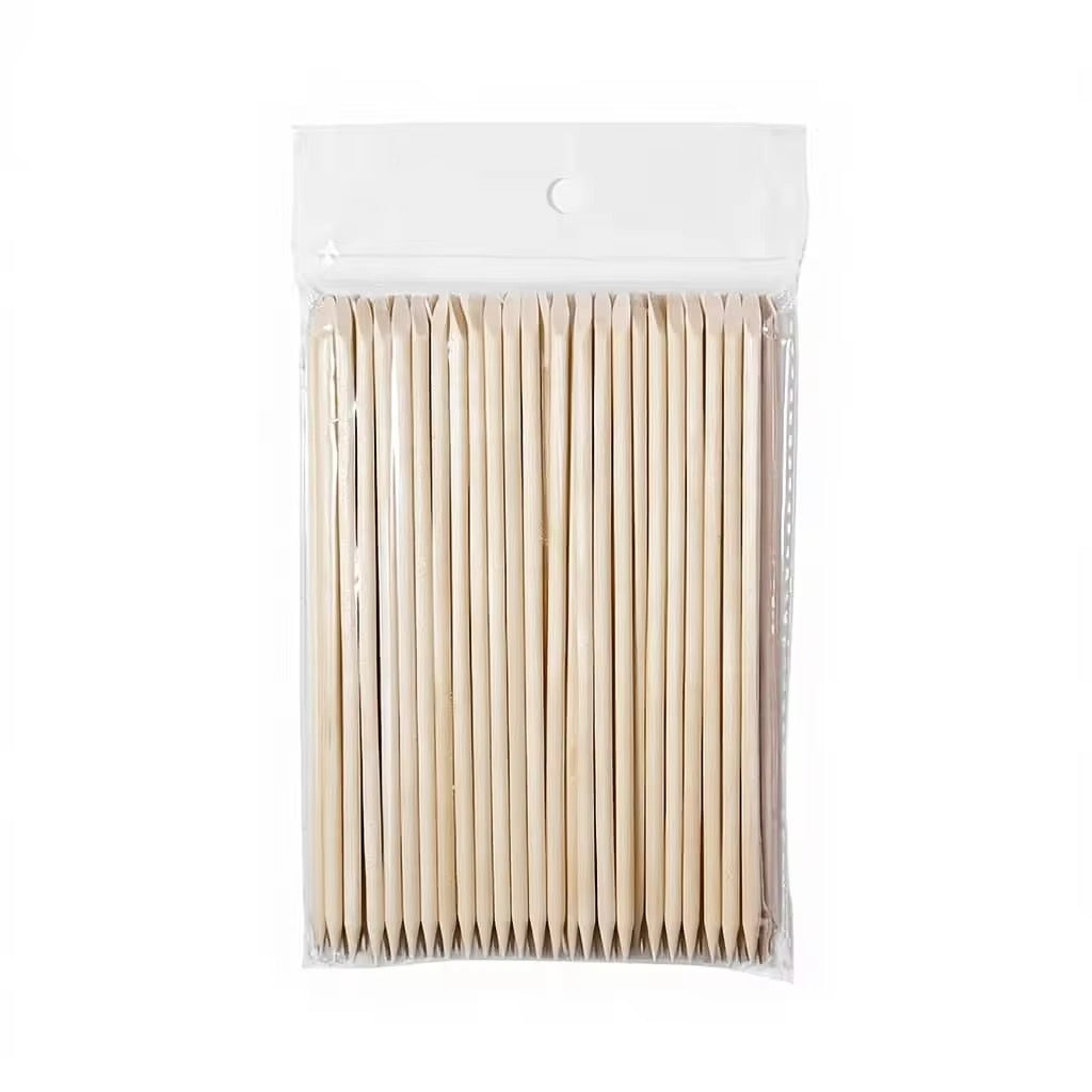 CUTICLE PUSHER DOUBLE HEADED ORANGE STICKS 100PC