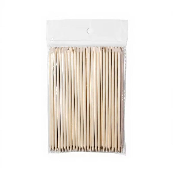 CUTICLE PUSHER DOUBLE HEADED ORANGE STICKS 100PC