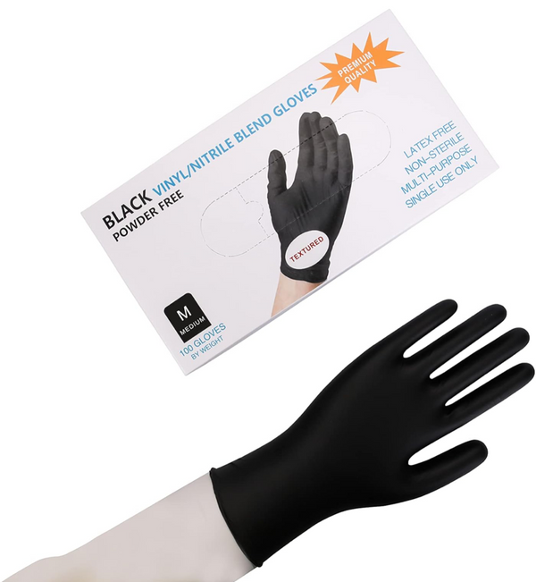 BLACK VINYL/NITRILE BLEND GLOVES