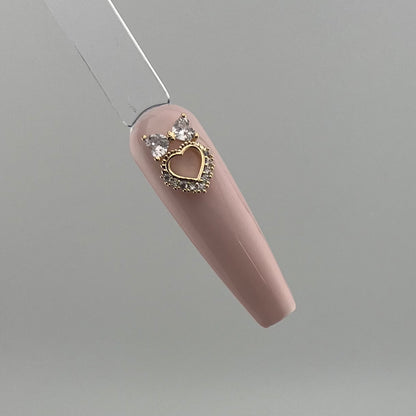 Open Heart With Big Rhinestone Bow Nail Charm