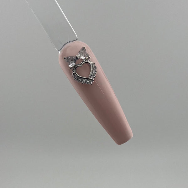 Open Heart with Big Rhinestone Bow Nail Charm