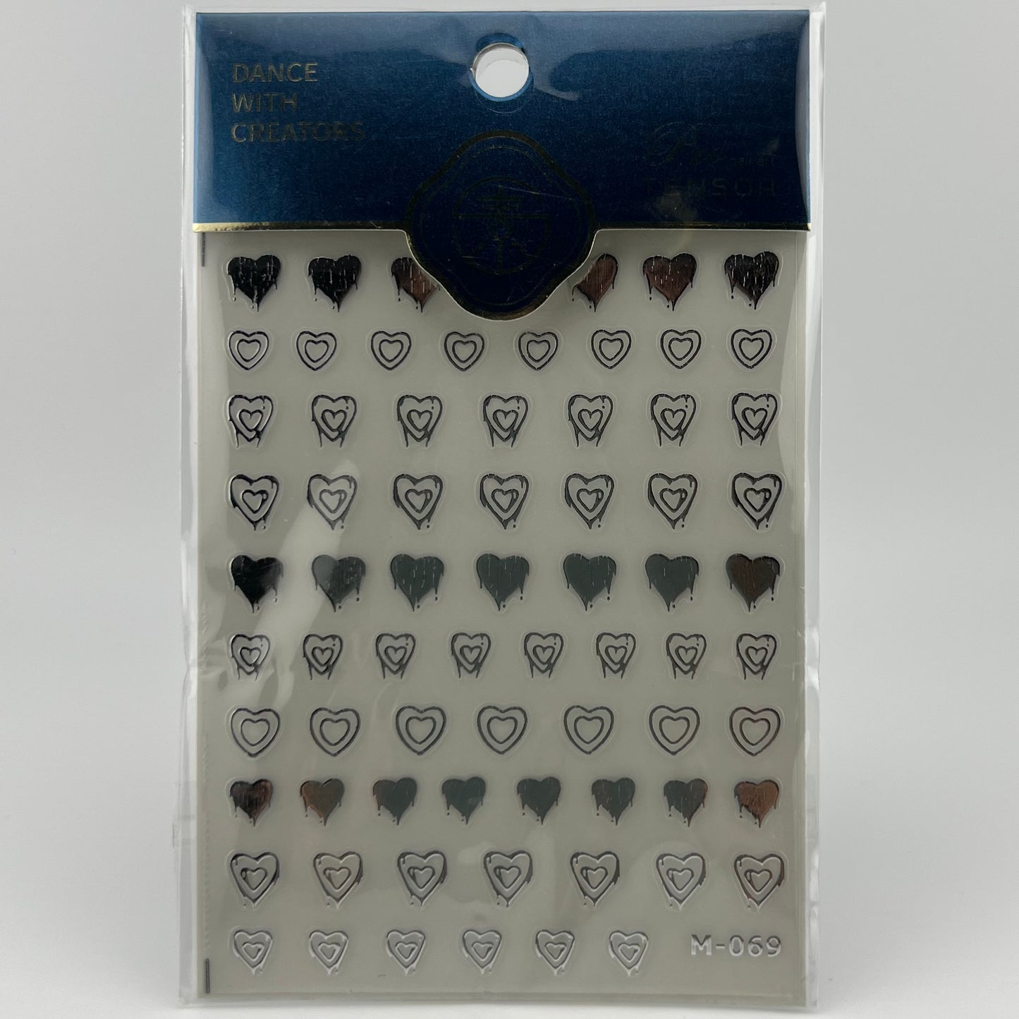 Silver Metallic Dripp Heart Nail Sticker