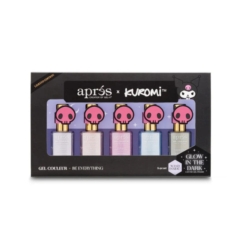 Kuromi Caty Eye Gel Couleur (HEMA-Free) W/ Pink Skull Cap Accessory (Set Of 5)