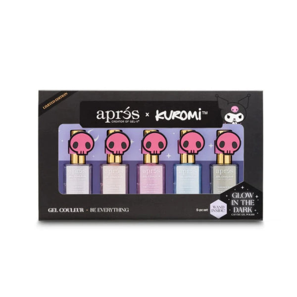 Kuromi Caty Eye Gel Couleur (HEMA-Free) W/ Pink Skull Cap Accessory (Set Of 5)