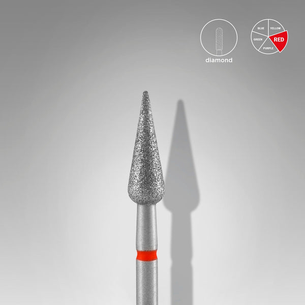 Diamond Nail Drill Bit "pear" red, 4 mm