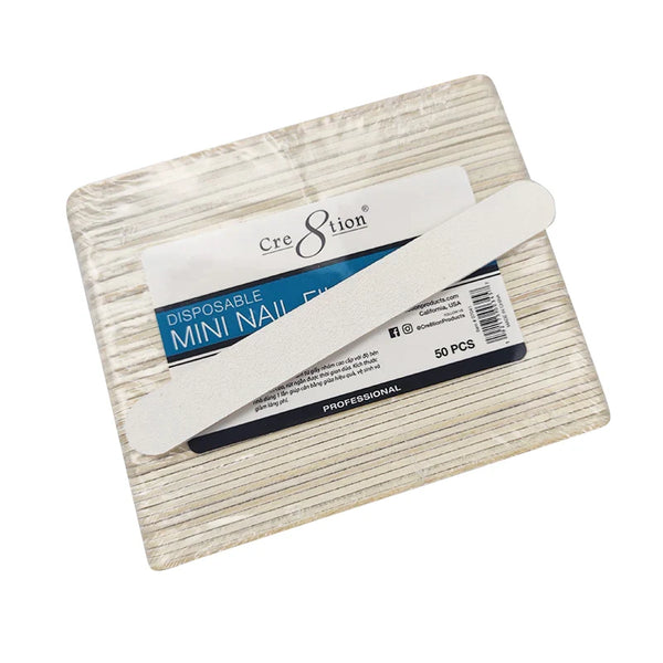 Mini Nail File Wood Center White Grit (50 pcs./pack) 180/180