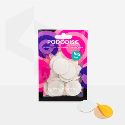 Disposable THIN White Files for pedicure disc PODODISC L 100 Grit (50 pcs)