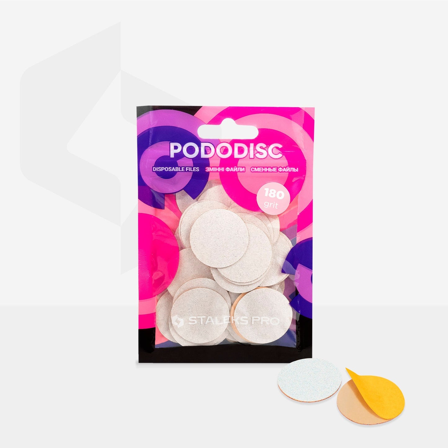 Disposable THIN White Files for pedicure disc PODODISC L 180 Grit (50 pcs)