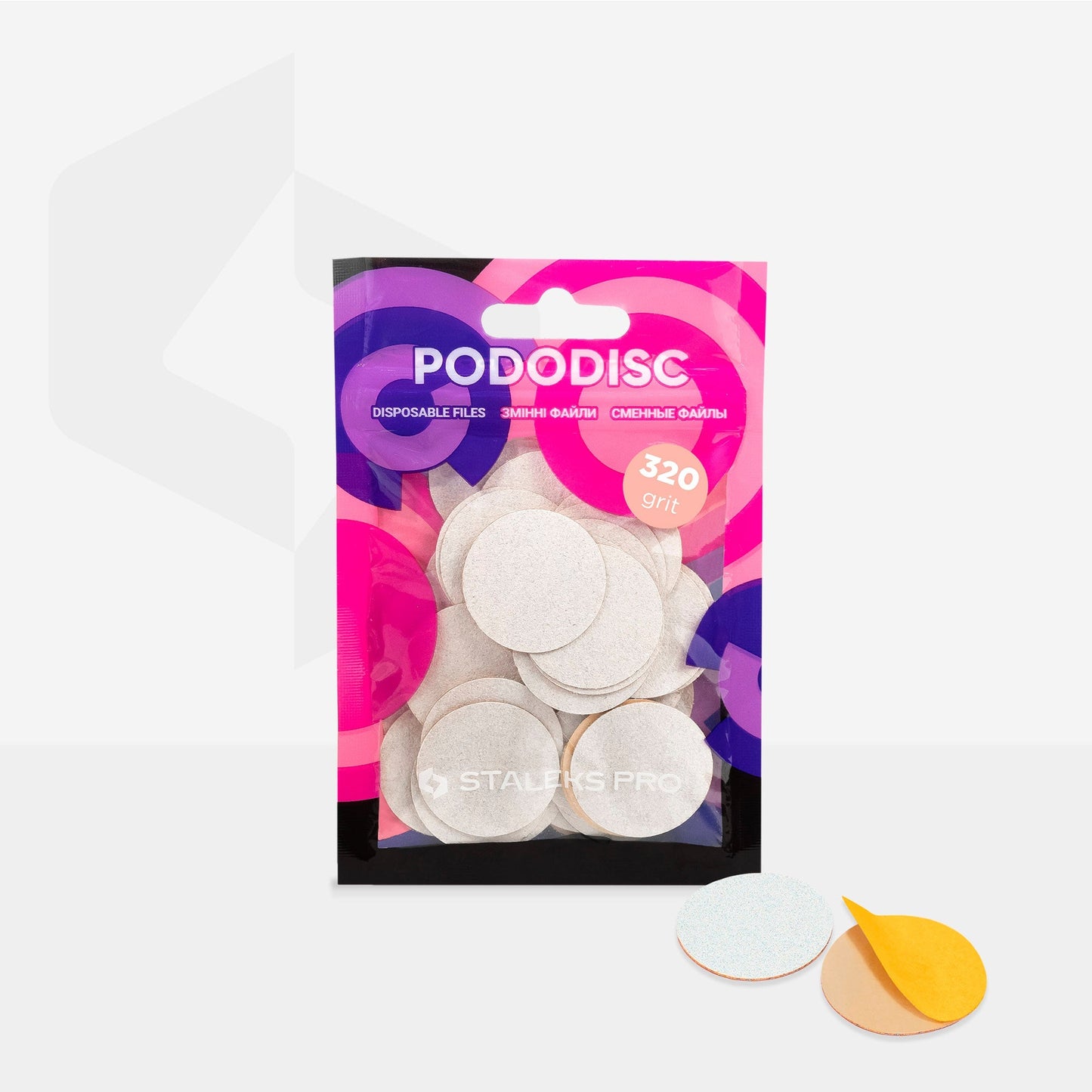 Disposable THIN White Files for pedicure disc PODODISC L 320 Grit (50 pcs)
